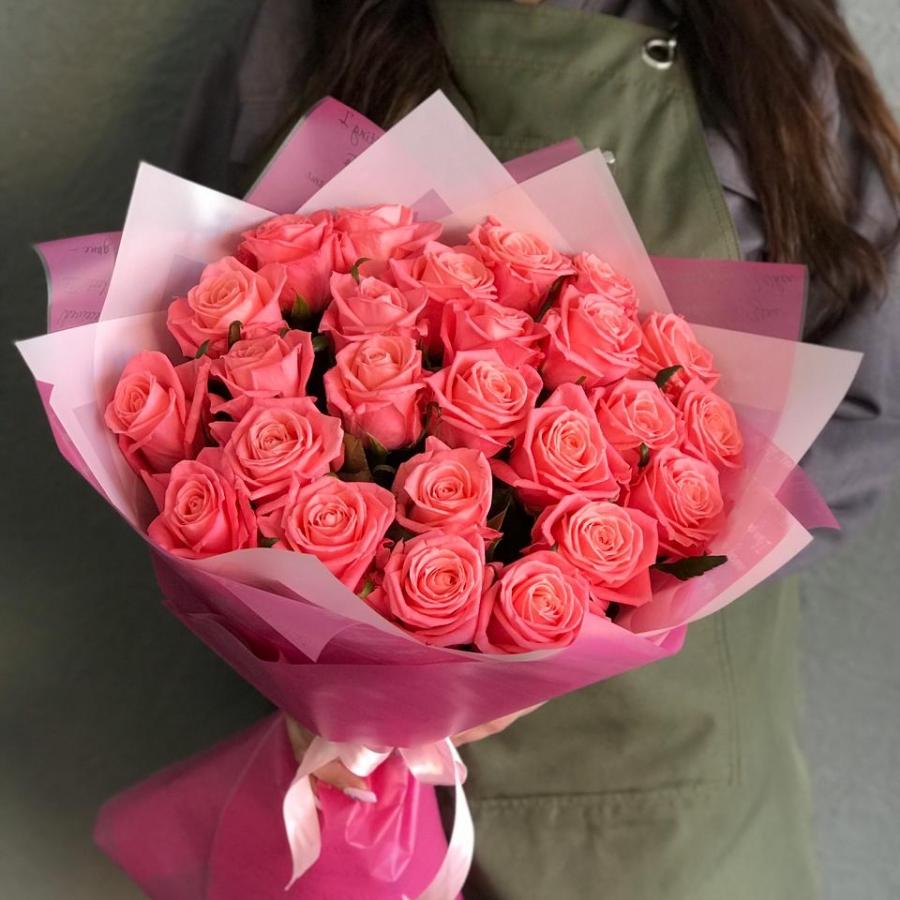 Розовые розы 50 см 25 шт. (Россия) Артикул  63085kurgan
