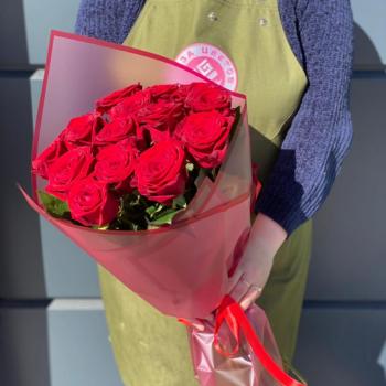Красные розы 60 см 15 шт. (Россия) код: 63147krg