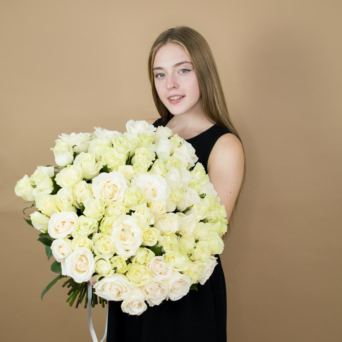 Букет из белых роз 101 шт 40 см (Эквадор) [Артикул - 17205kur]