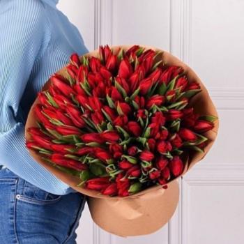 Красные тюльпаны 101 шт артикул букета  26939krg